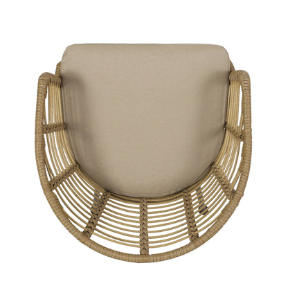 RANDY Modern Wicker Chair with Water-Resistant Cushions in Brown and Beige - 1st Choice Furniture Direct
