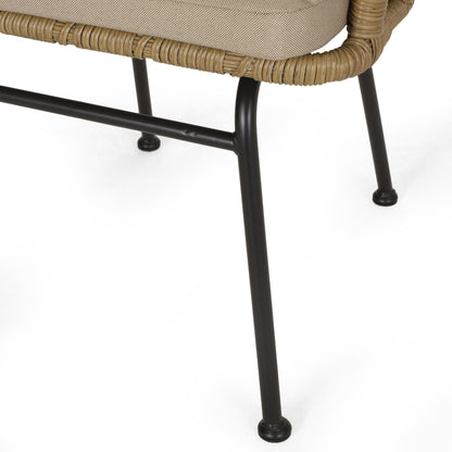 RANDY Modern Wicker Chair with Water-Resistant Cushions in Brown and Beige - 1st Choice Furniture Direct