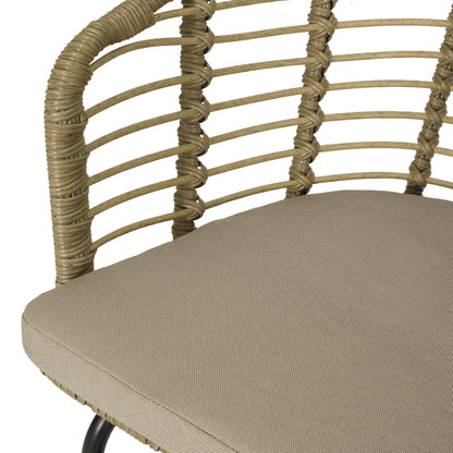 RANDY Modern Wicker Chair with Water-Resistant Cushions in Brown and Beige - 1st Choice Furniture Direct