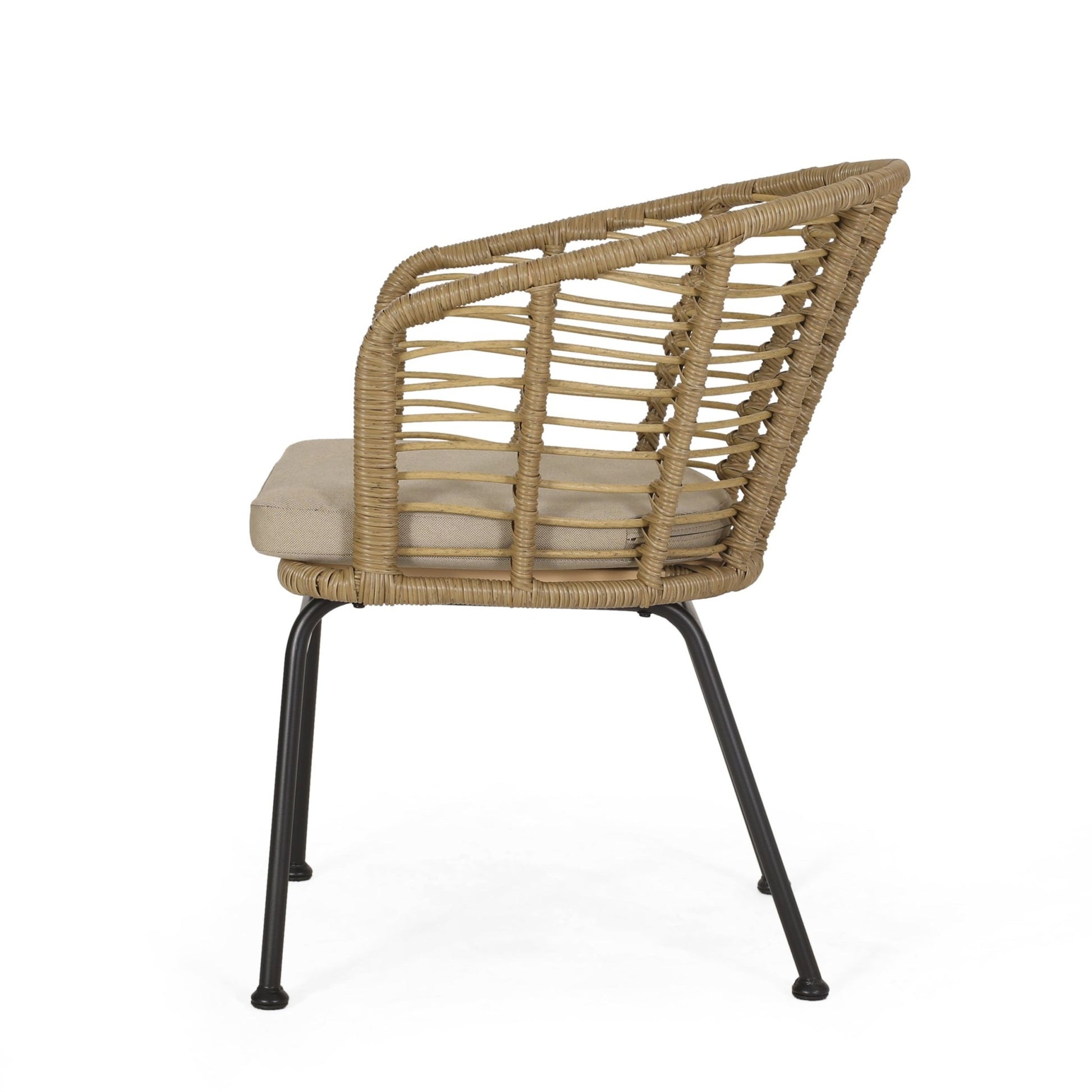 RANDY Modern Wicker Chair with Water-Resistant Cushions in Brown and Beige - 1st Choice Furniture Direct