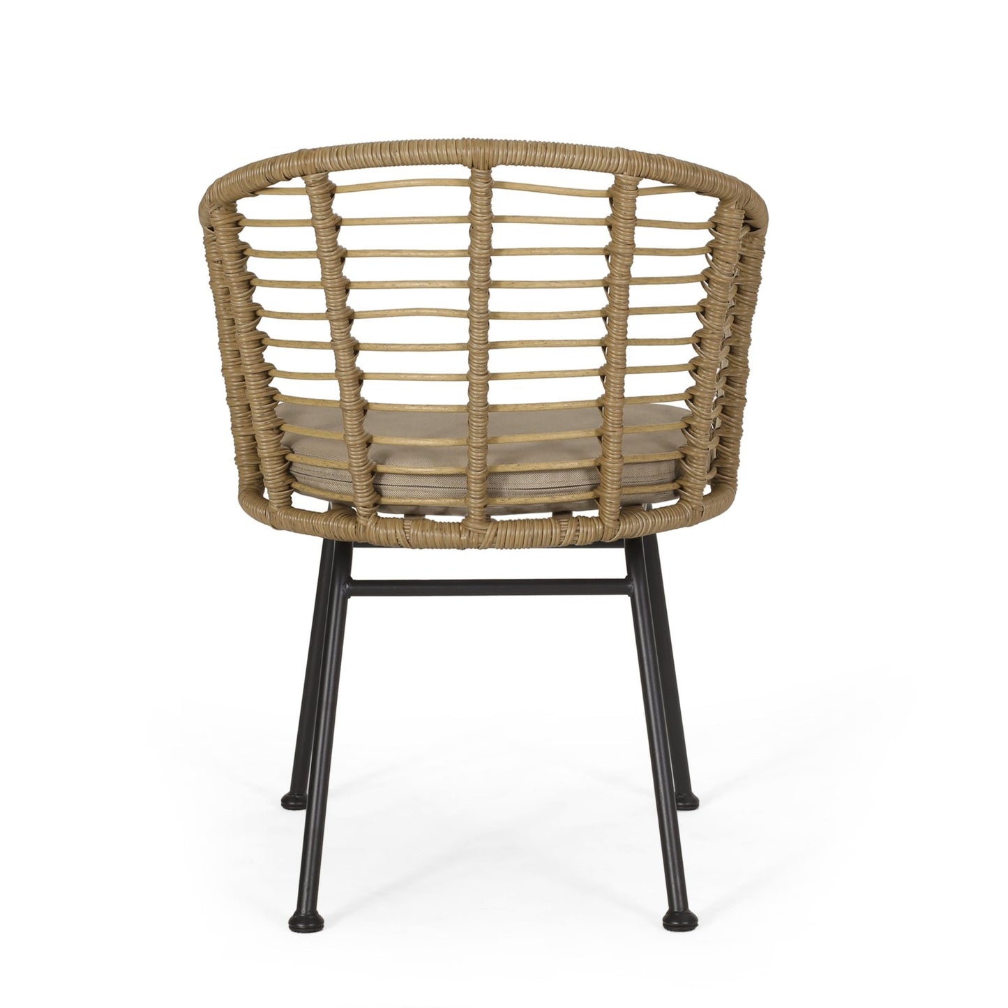 RANDY Modern Wicker Chair with Water-Resistant Cushions in Brown and Beige - 1st Choice Furniture Direct
