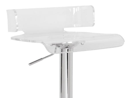 Rania Clear & Chrome Finish Adjustable Stool W/Swivel - 1st Choice Furniture Direct
