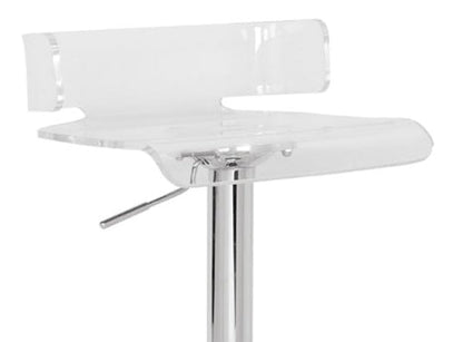 Rania Clear & Chrome Finish Adjustable Stool W/Swivel - 1st Choice Furniture Direct