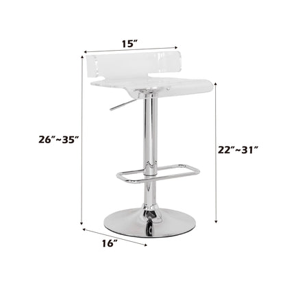 Rania Clear & Chrome Finish Adjustable Stool W/Swivel - 1st Choice Furniture Direct