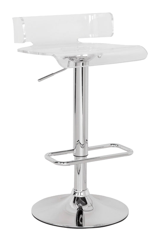 Rania Clear & Chrome Finish Adjustable Stool W/Swivel - 1st Choice Furniture Direct