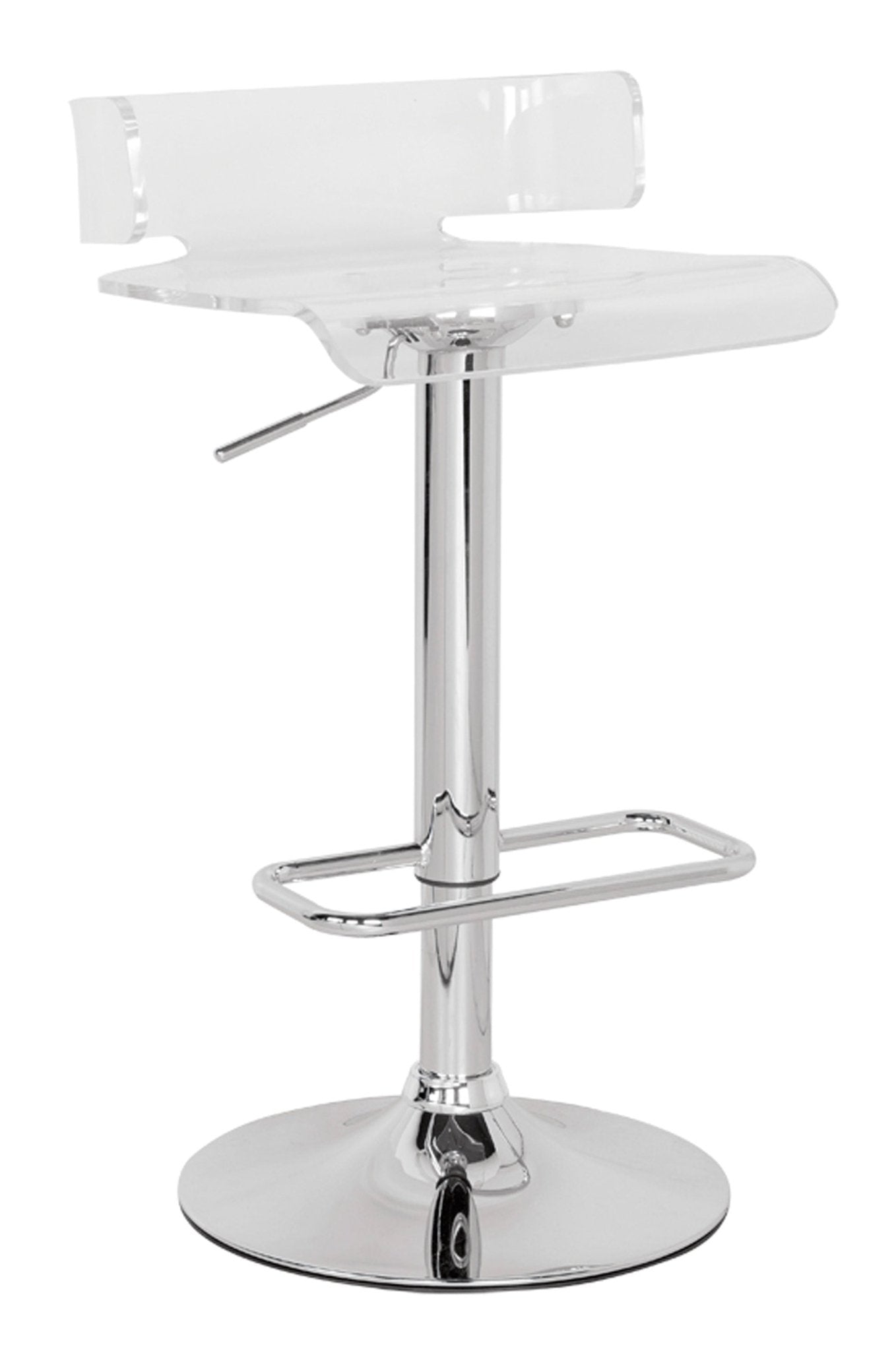 Rania Clear & Chrome Finish Adjustable Stool W/Swivel - 1st Choice Furniture Direct