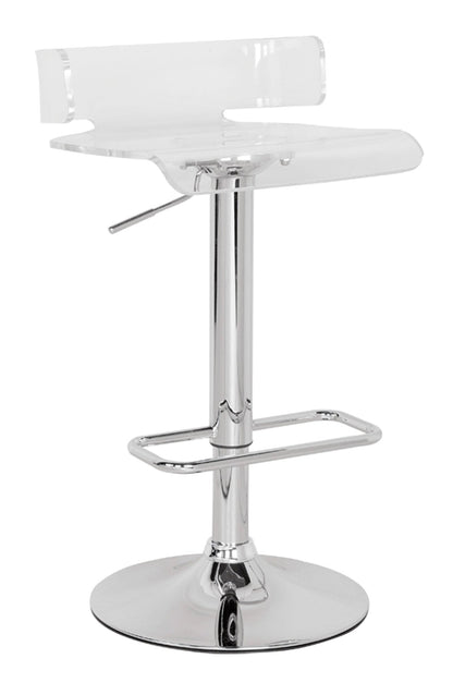 Rania Clear & Chrome Finish Adjustable Stool W/Swivel - 1st Choice Furniture Direct