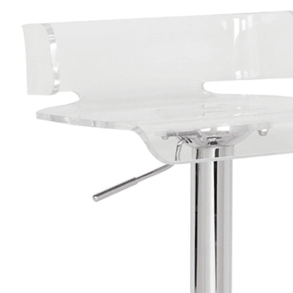 Rania Clear & Chrome Finish Adjustable Stool W/Swivel - 1st Choice Furniture Direct