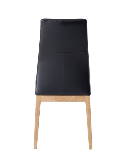 Raquan Black Leather & Walnut Finish Side Chair (Set of 2) - 1st Choice Furniture Direct