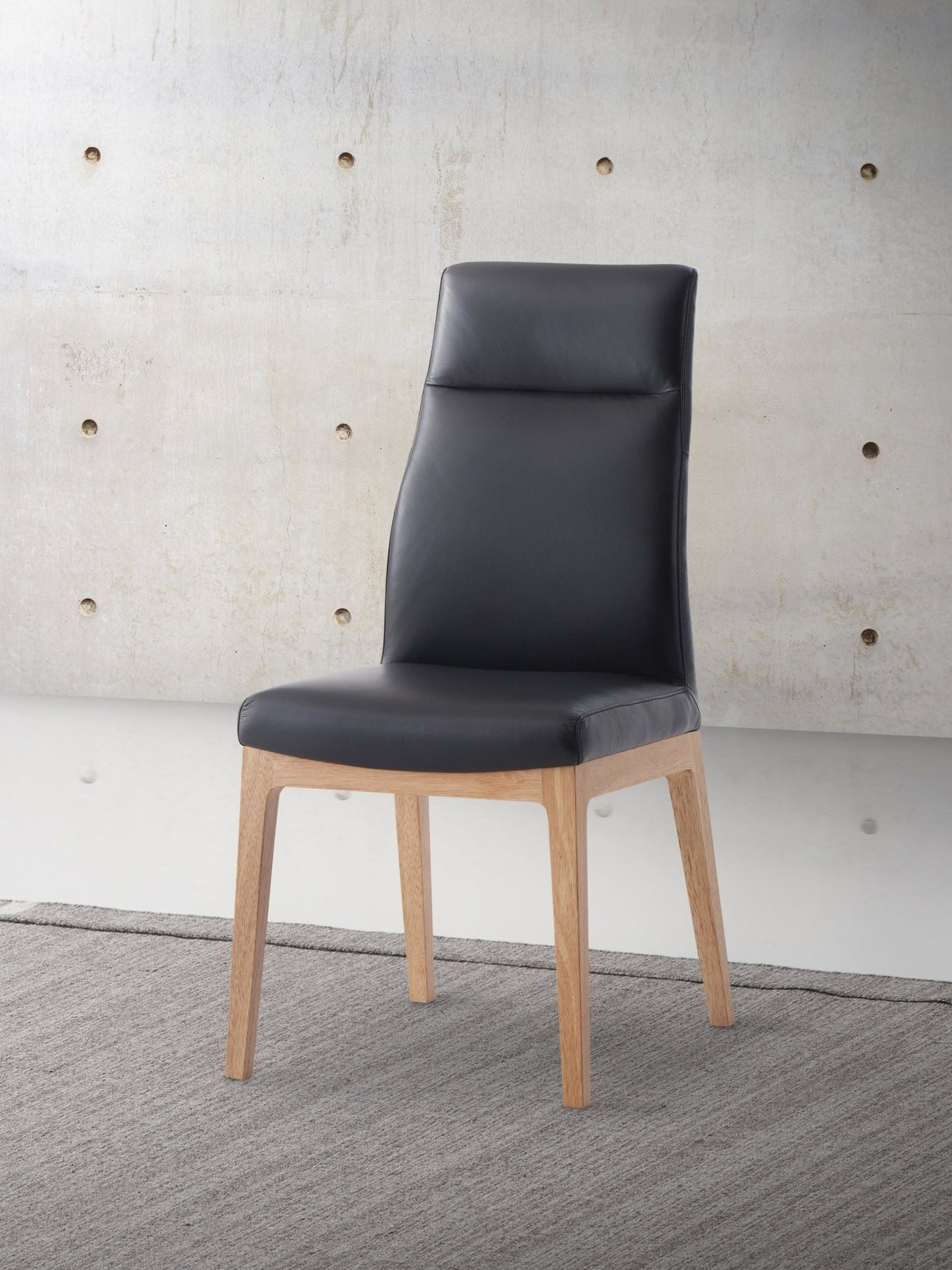Raquan Black Leather & Walnut Finish Side Chair (Set of 2) - 1st Choice Furniture Direct