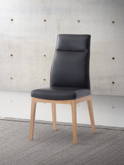 Raquan Black Leather & Walnut Finish Side Chair (Set of 2) - 1st Choice Furniture Direct
