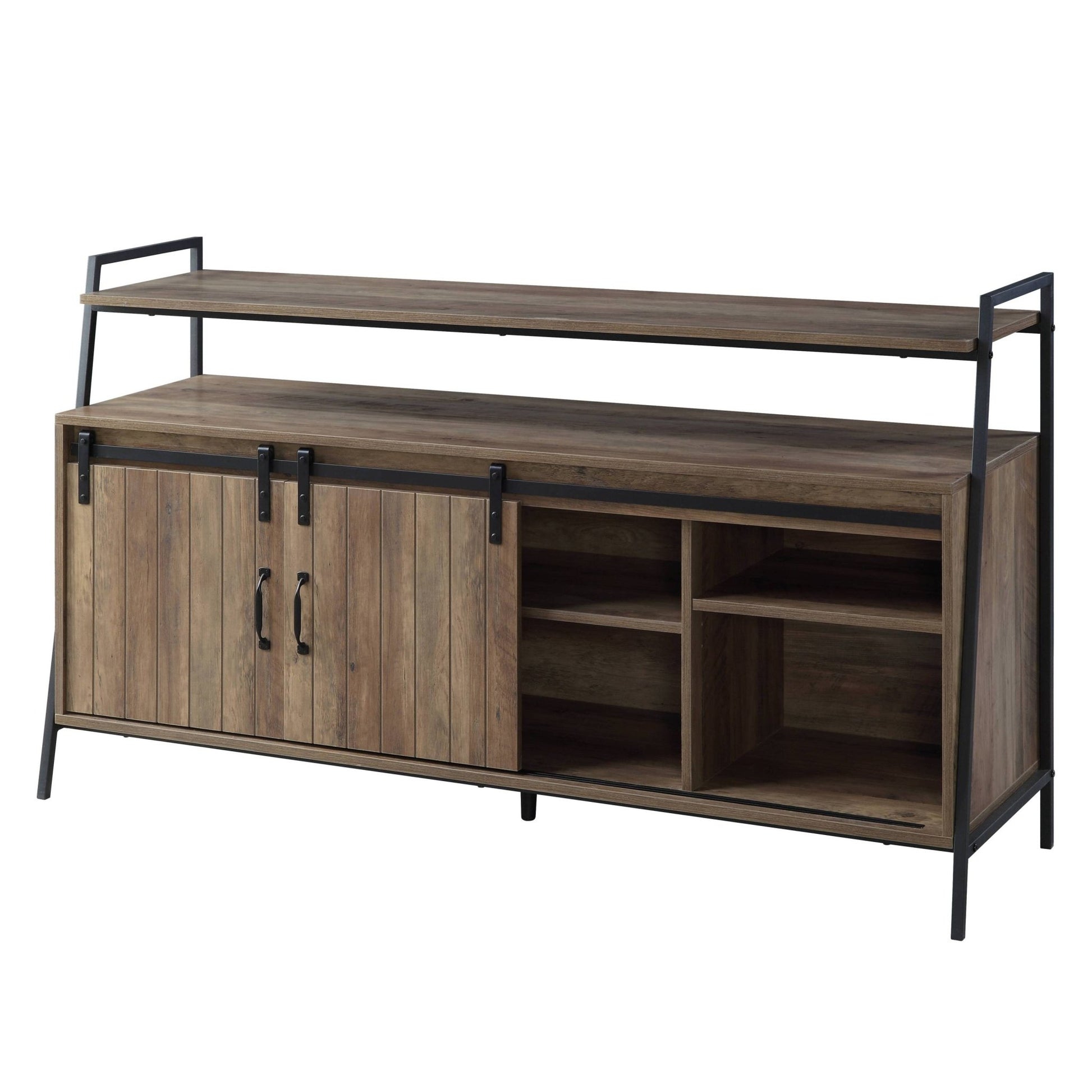 Rashawn Rustic Oak & Black Finish TV Stand - 1st Choice Furniture Direct
