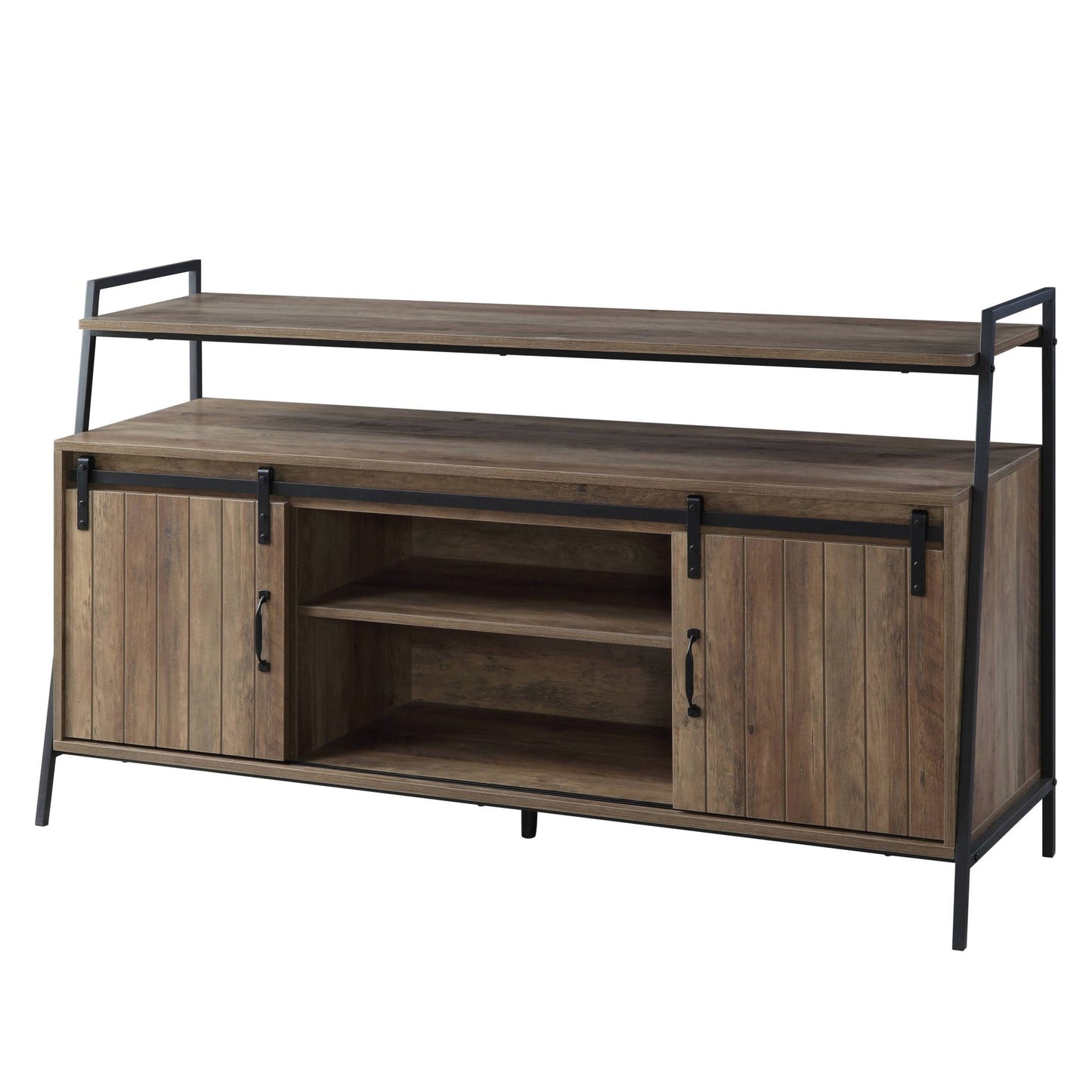 Rashawn Rustic Oak & Black Finish TV Stand - 1st Choice Furniture Direct