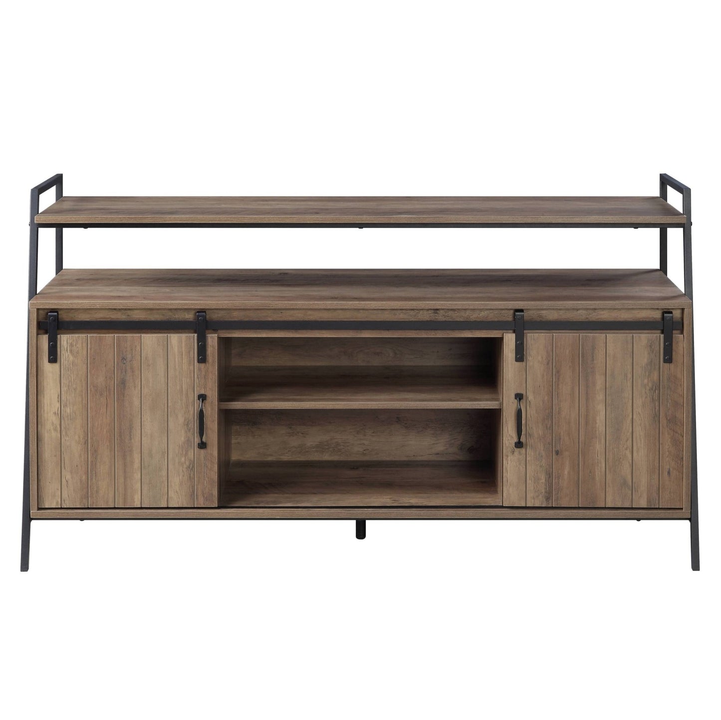 Rashawn Rustic Oak & Black Finish TV Stand - 1st Choice Furniture Direct