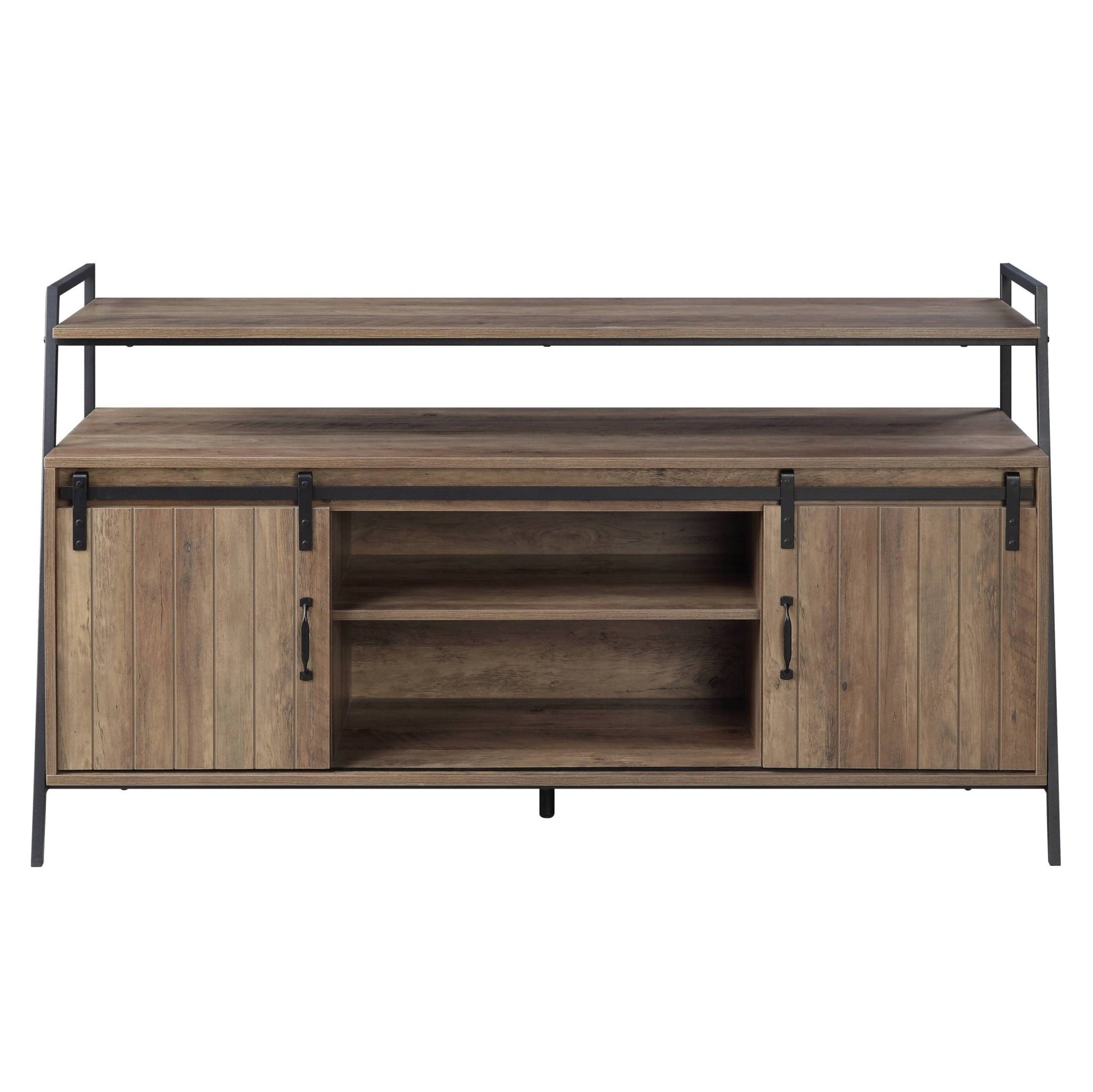 Rashawn Rustic Oak & Black Finish TV Stand - 1st Choice Furniture Direct