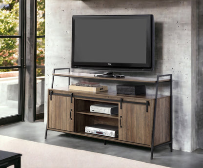 Rashawn Rustic Oak & Black Finish TV Stand - 1st Choice Furniture Direct