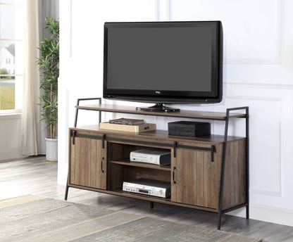 Rashawn Rustic Oak & Black Finish TV Stand - 1st Choice Furniture Direct