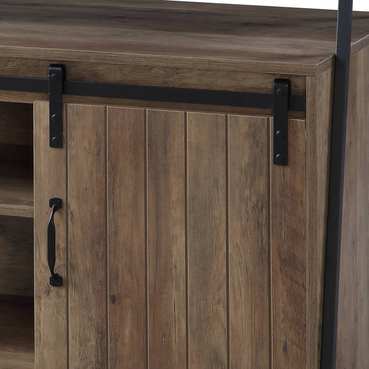 Rashawn Rustic Oak & Black Finish TV Stand - 1st Choice Furniture Direct