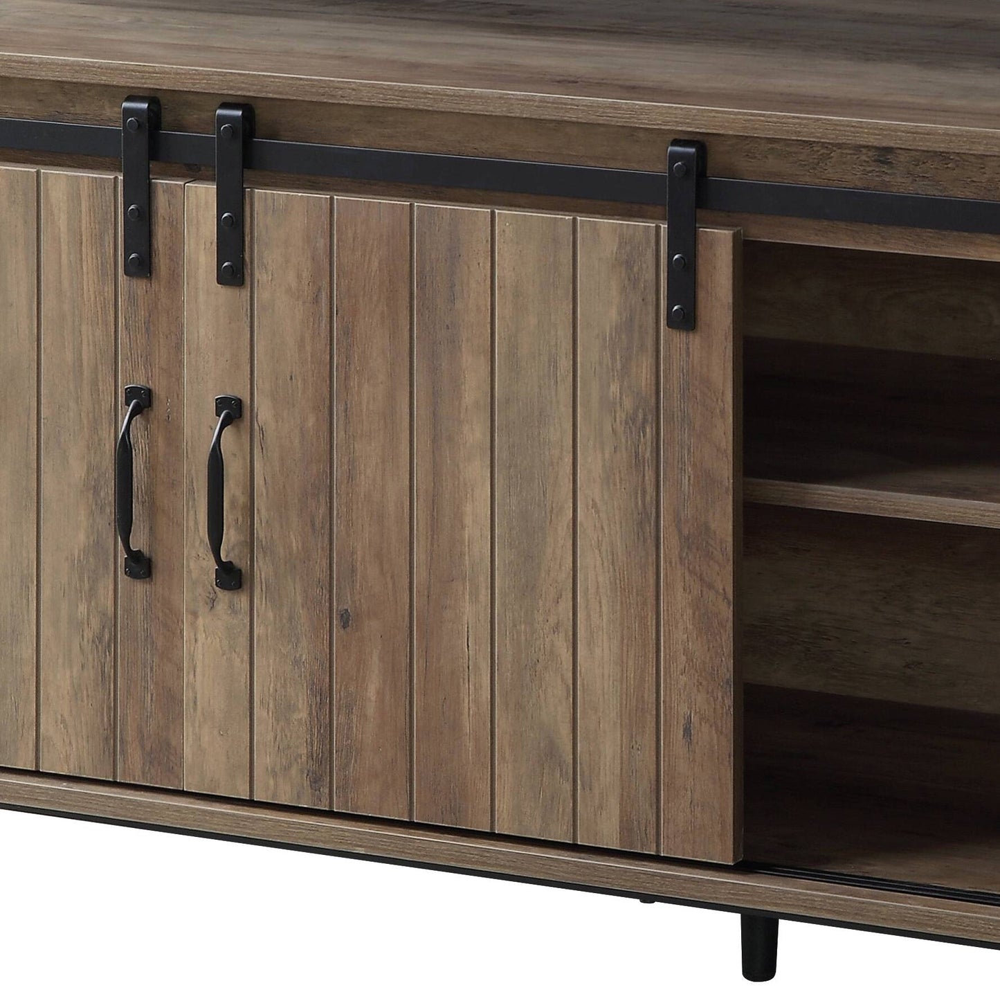 Rashawn Rustic Oak & Black Finish TV Stand - 1st Choice Furniture Direct