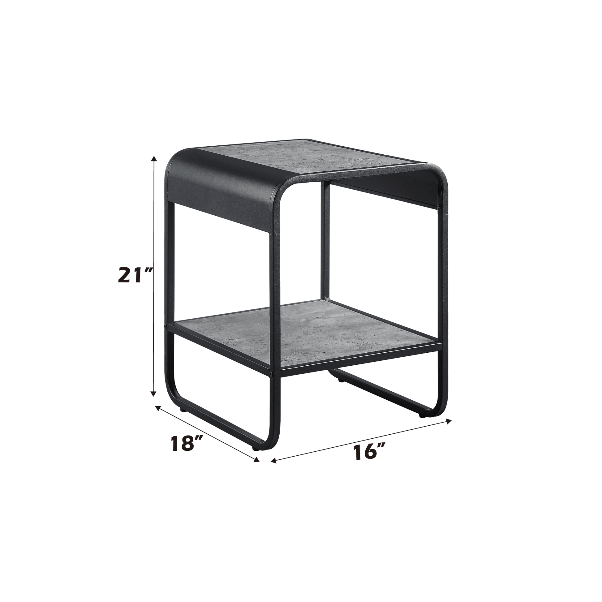 Raziela Modern Concrete Gray & Black Finish End Table with Storage, Synthetic Wood, 18x16x21 inches - 1st Choice Furniture Direct