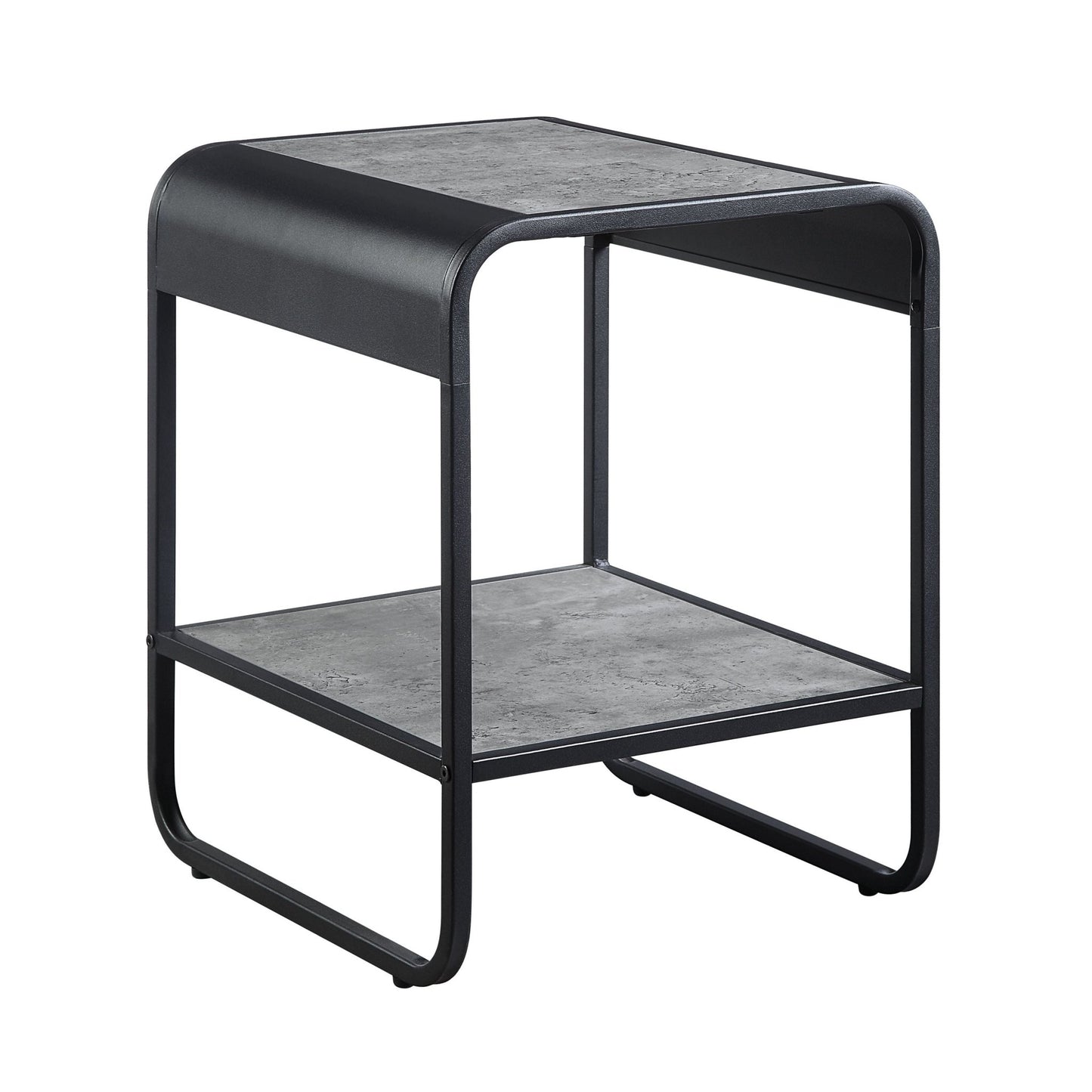 Raziela Modern Concrete Gray & Black Finish End Table with Storage, Synthetic Wood, 18x16x21 inches - 1st Choice Furniture Direct