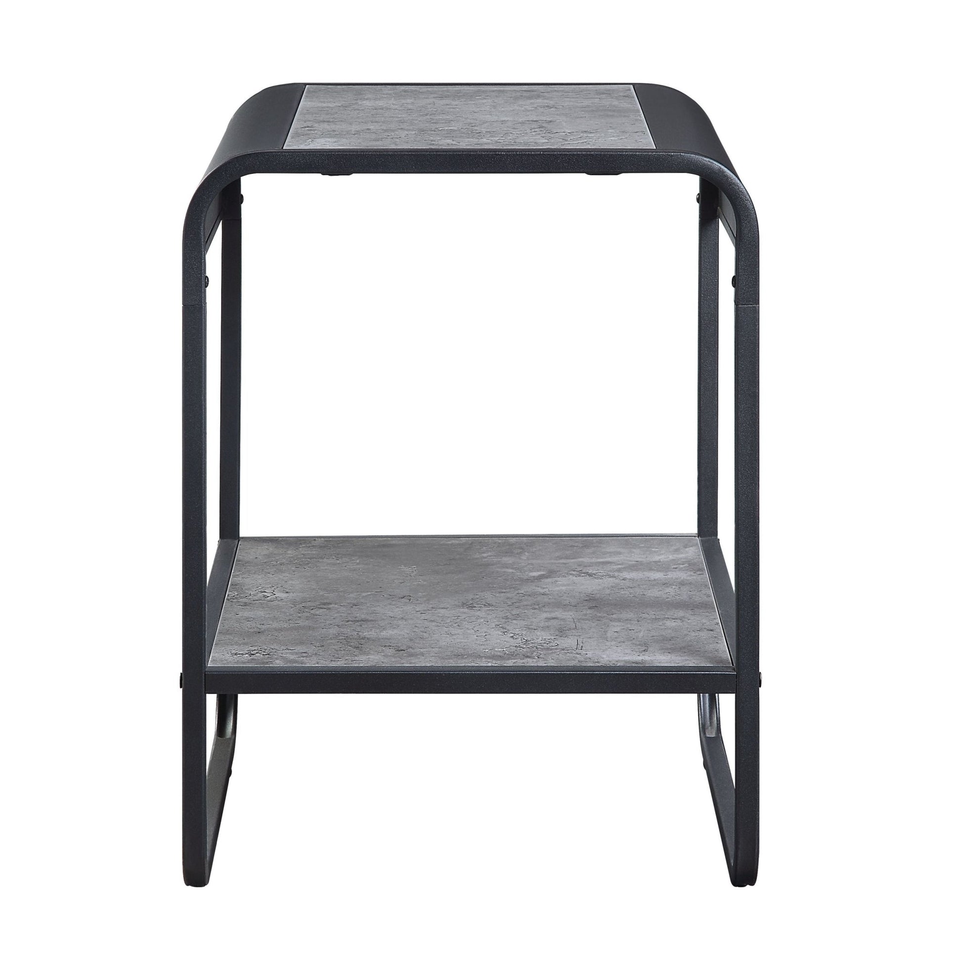 Raziela Modern Concrete Gray & Black Finish End Table with Storage, Synthetic Wood, 18x16x21 inches - 1st Choice Furniture Direct