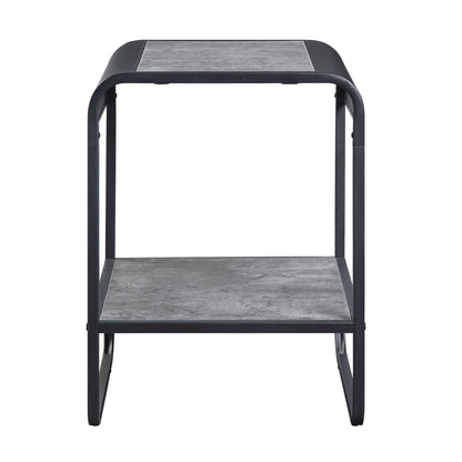 Raziela Modern Concrete Gray & Black Finish End Table with Storage, Synthetic Wood, 18x16x21 inches - 1st Choice Furniture Direct