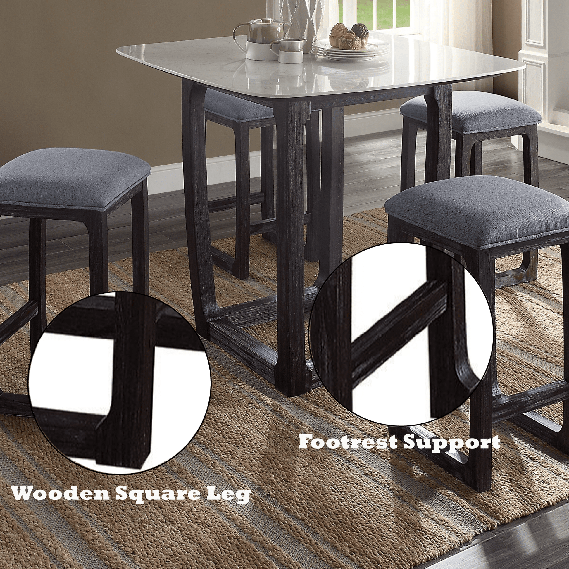 Razo Fabric & Weathered Espresso Counter Height Stool - 1st Choice Furniture Direct