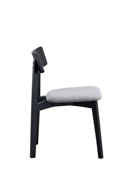 Real Gray Linen & Black Finish Side Chair (Set of 2) - 1st Choice Furniture Direct