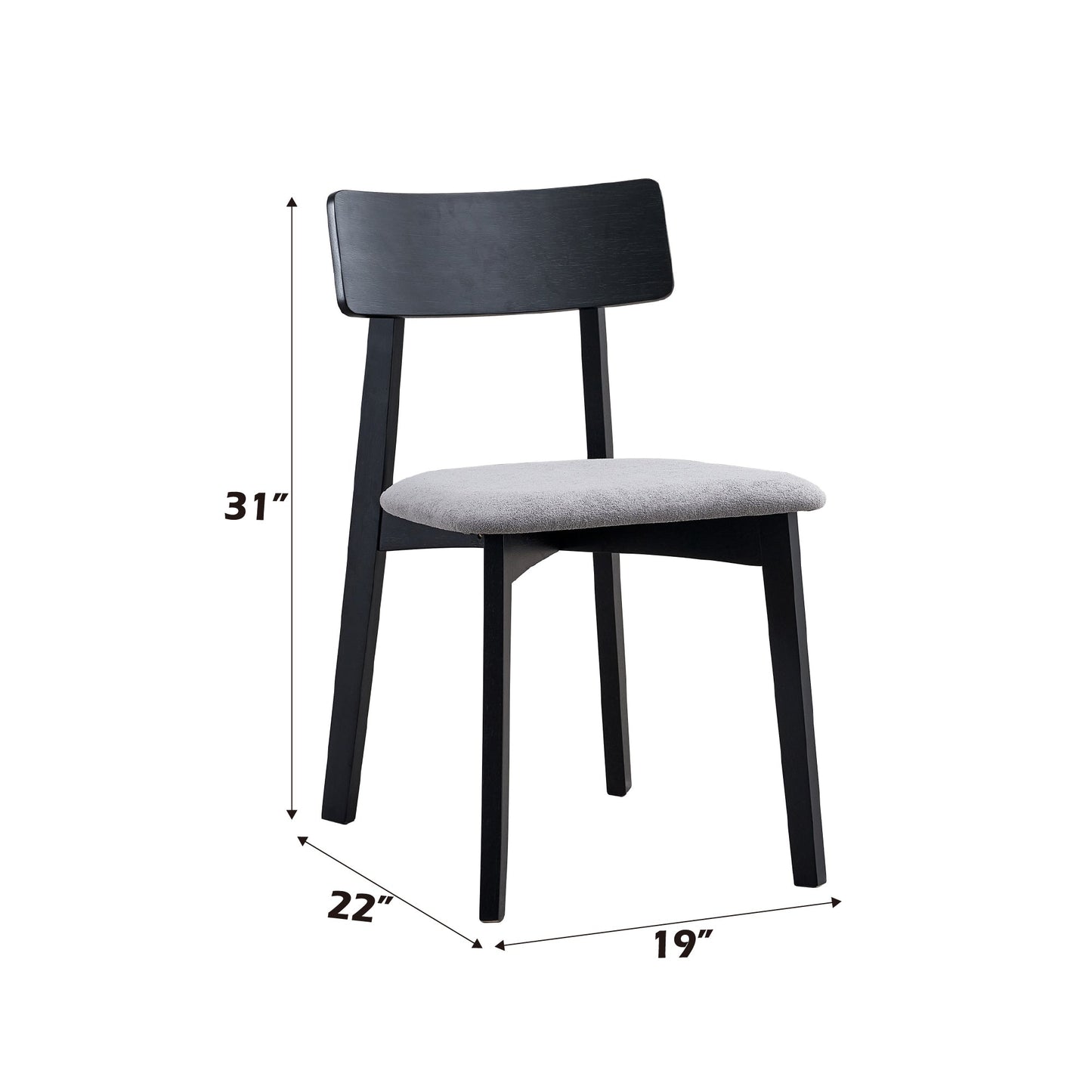 Real Gray Linen & Black Finish Side Chair (Set of 2) - 1st Choice Furniture Direct