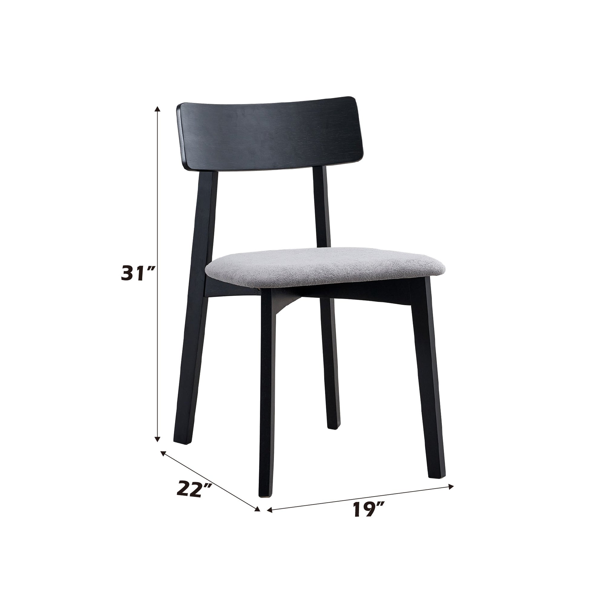 Real Gray Linen & Black Finish Side Chair (Set of 2) - 1st Choice Furniture Direct