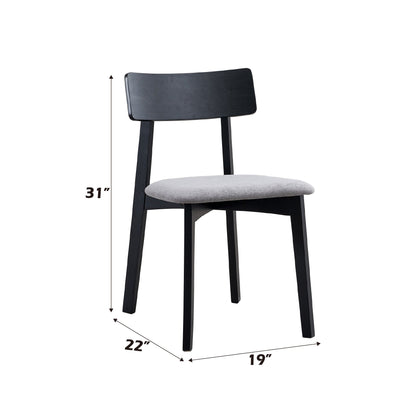 Real Gray Linen & Black Finish Side Chair (Set of 2) - 1st Choice Furniture Direct