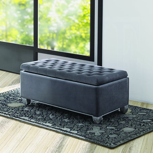 Rebekah Gray Fabric Bench W/Storage - 1st Choice Furniture Direct