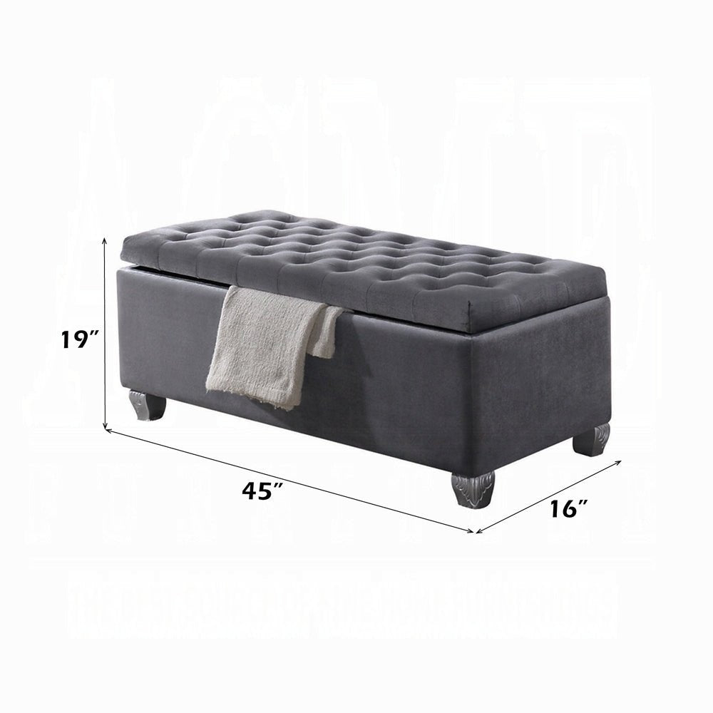 Rebekah Gray Fabric Bench W/Storage - 1st Choice Furniture Direct