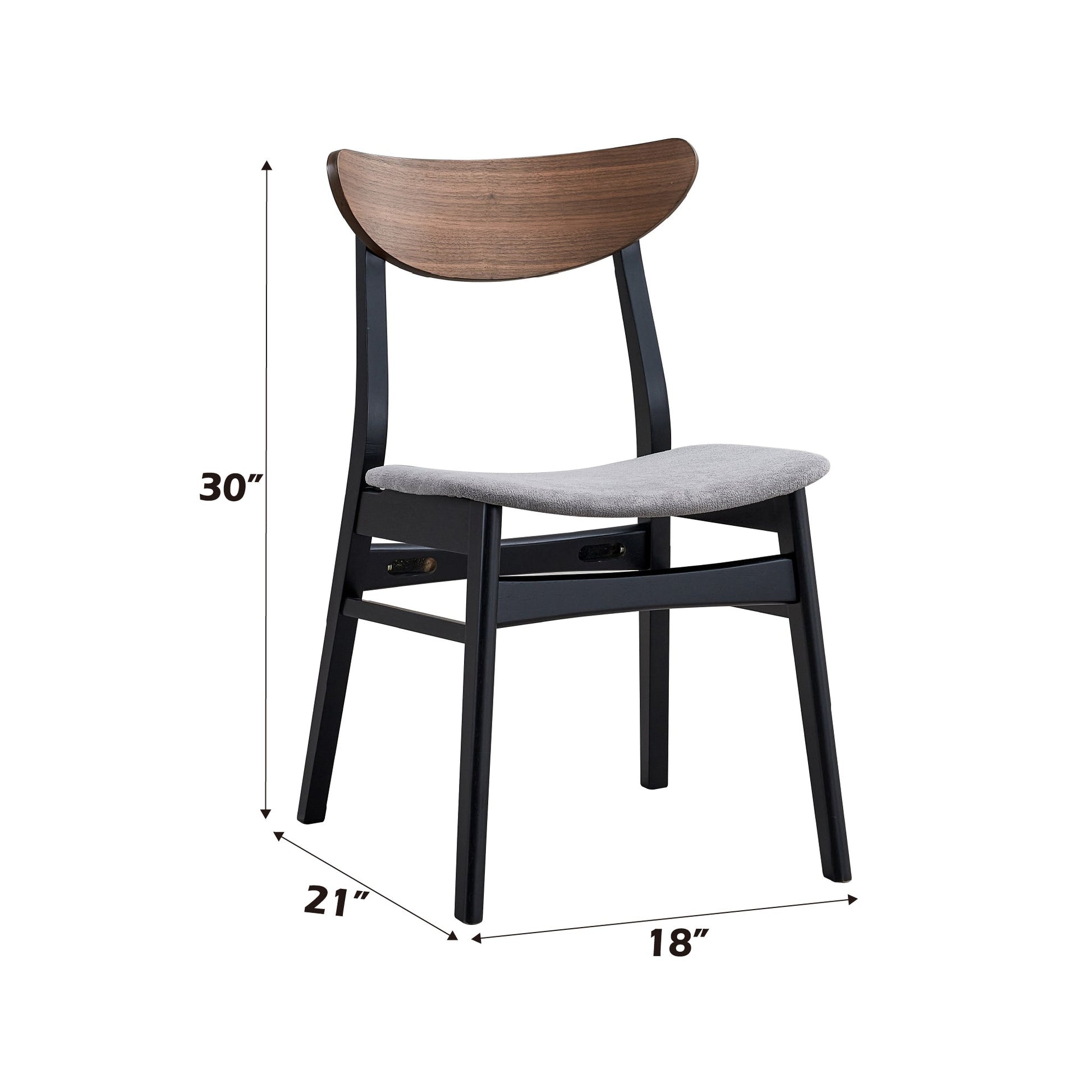 Rebi Gray Linen, Walnut & Black Finish Side Chair (Set of 2) - 1st Choice Furniture Direct