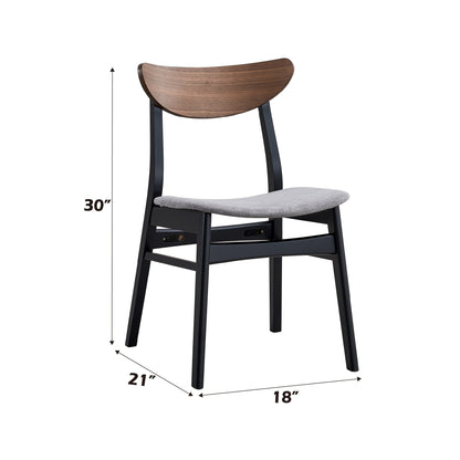 Rebi Gray Linen, Walnut & Black Finish Side Chair (Set of 2) - 1st Choice Furniture Direct