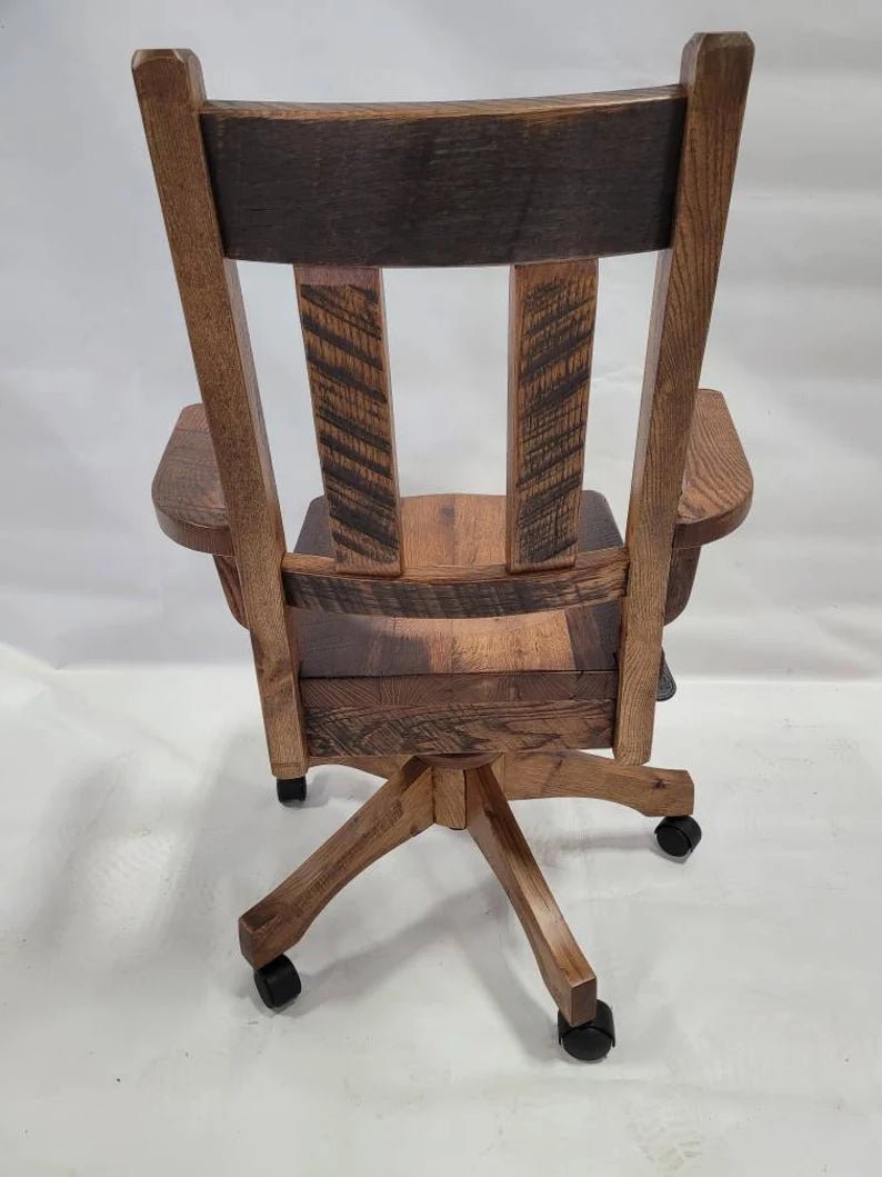 Reclaimed Barn Wood Office Chair – Handmade Rustic Solid Wood Chair - 1st Choice Furniture Direct