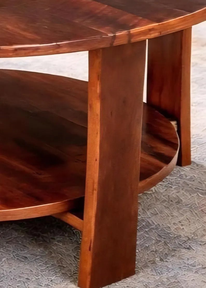 Reclaimed Barn Wood Round Coffee Table – 33” Rustic Farmhouse Table w/ Shelf – Solid Wood Living Room Table – Handmade Amish Built Table - 1st Choice Furniture Direct