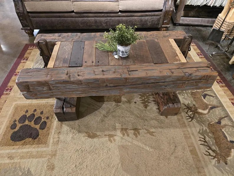 Reclaimed Barnwood Box Wagon Coffee Table – Amish Handcrafted Rustic Farmhouse Living Room Centerpiece - 1st Choice Furniture Direct
