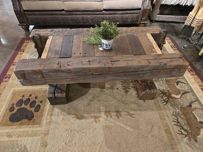 Reclaimed Barnwood Box Wagon Coffee Table – Amish Handcrafted Rustic Farmhouse Living Room Centerpiece - 1st Choice Furniture Direct