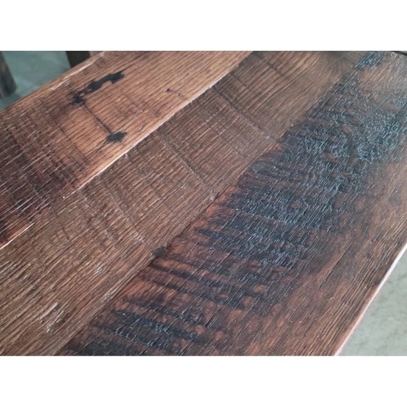 Reclaimed Barnwood Dining Table Set with Leaves – Amish Oak Table, Chairs & Bench - 1st Choice Furniture Direct