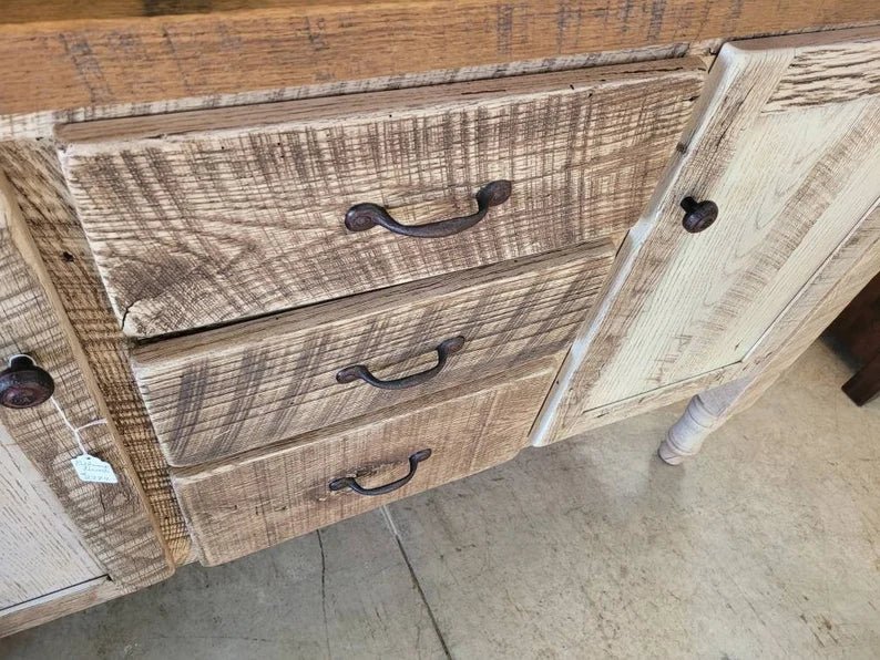 Reclaimed Barnwood Hutch Cabinet – Amish Solid Oak Rustic Storage Hutch - 1st Choice Furniture Direct
