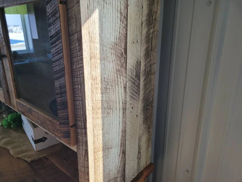 Reclaimed Barnwood Hutch Cabinet – Amish Solid Oak Rustic Storage Hutch - 1st Choice Furniture Direct