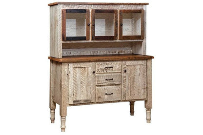Reclaimed Barnwood Hutch Cabinet – Amish Solid Oak Rustic Storage Hutch - 1st Choice Furniture Direct