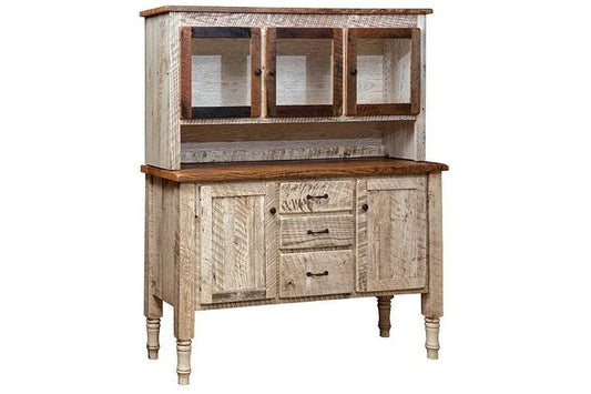 Reclaimed Barnwood Hutch Cabinet – Amish Solid Oak Rustic Storage Hutch - 1st Choice Furniture Direct