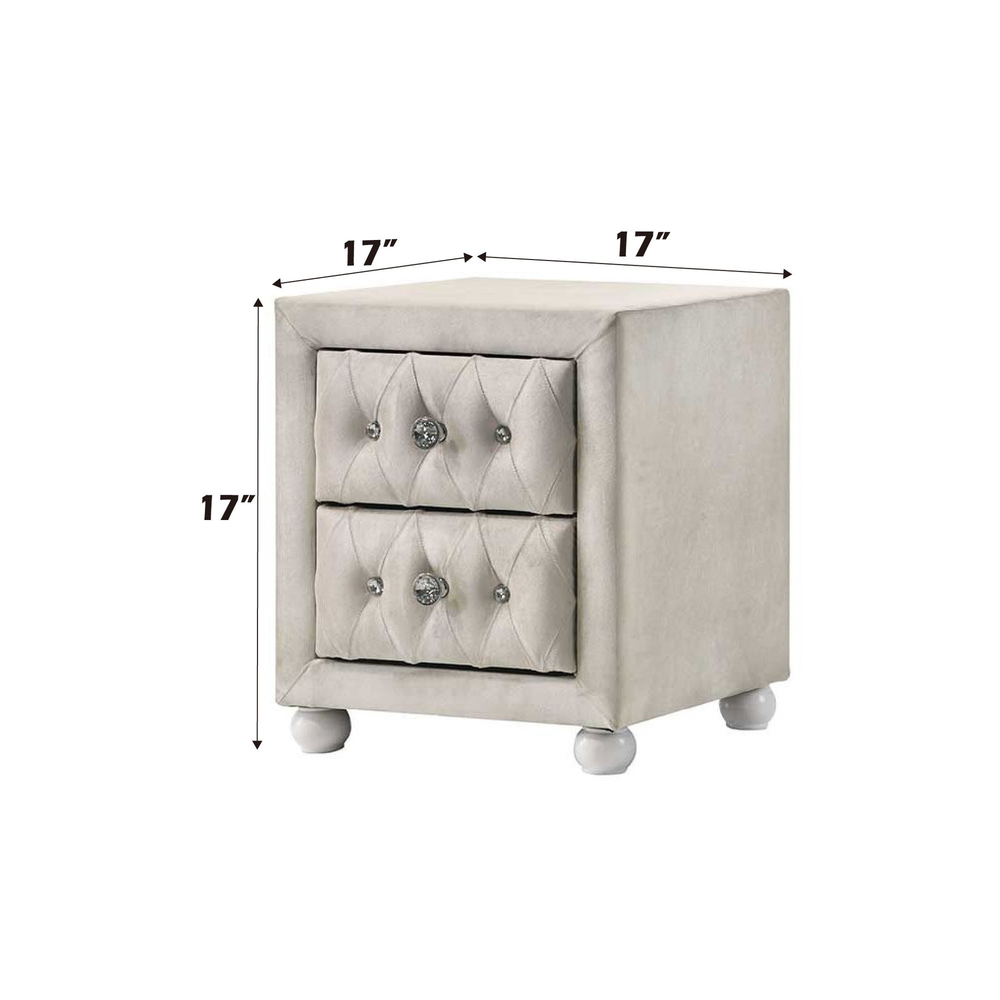 Reggie Beige Fabric Nightstand - 1st Choice Furniture Direct