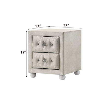 Reggie Beige Fabric Nightstand - 1st Choice Furniture Direct
