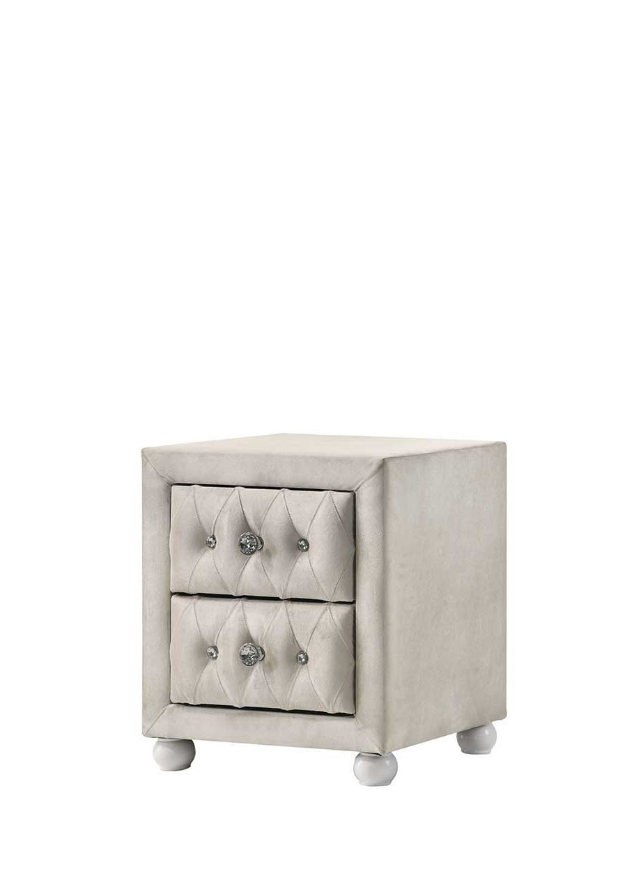 Reggie Beige Fabric Nightstand - 1st Choice Furniture Direct
