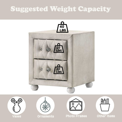 Reggie Beige Fabric Nightstand - 1st Choice Furniture Direct