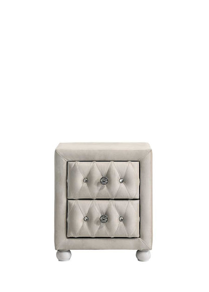Reggie Beige Fabric Nightstand - 1st Choice Furniture Direct